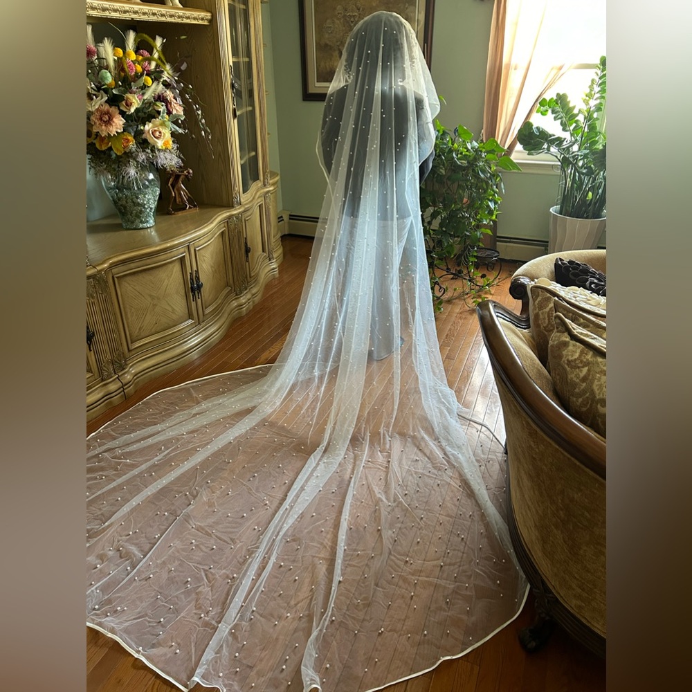 400cm Ivory Pearl Veil with Blusher